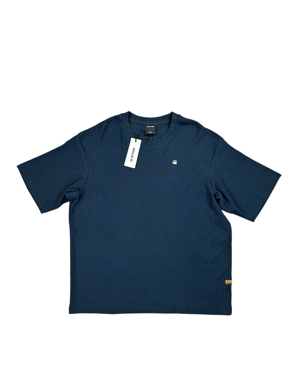 G-Star Structured Boxy Waffle Jersey Knit Tee Salute Navy NWT — Size Large